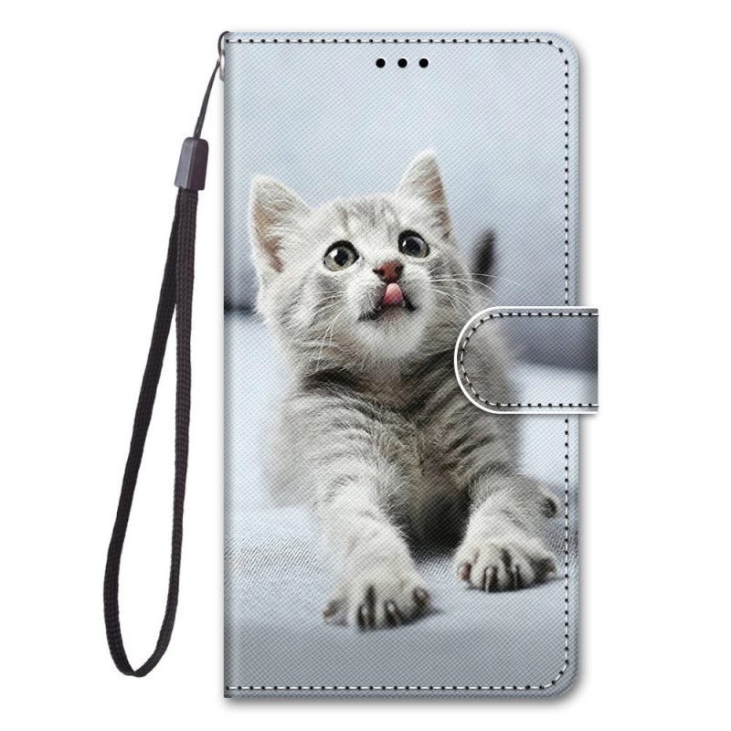 Kotelot Xiaomi Redmi Note 11 Pro Plus 5G Suojaketju Kuori Grey Strappy Kitten