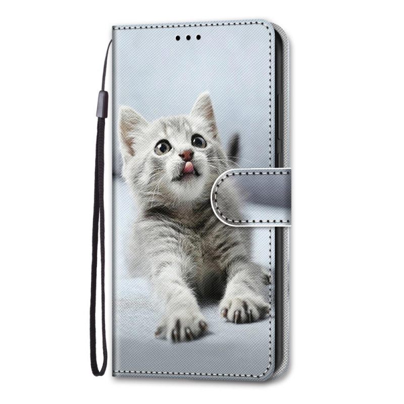 Kotelot Xiaomi Redmi Note 11 Pro Plus 5G Suojaketju Kuori Grey Strappy Kitten