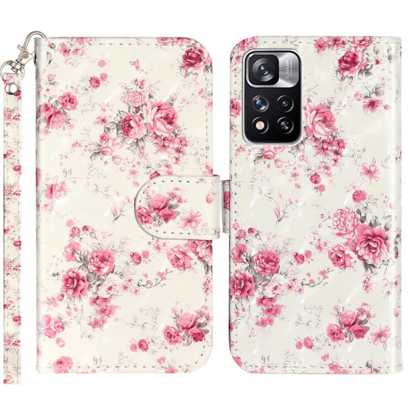 Kotelot Xiaomi Redmi Note 11 Pro Plus 5G Suojaketju Kuori Liberty Flowers Hihnalla