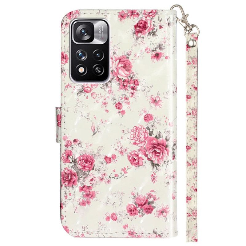 Kotelot Xiaomi Redmi Note 11 Pro Plus 5G Suojaketju Kuori Liberty Flowers Hihnalla