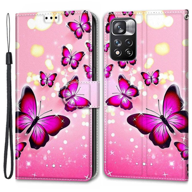 Kotelot Xiaomi Redmi Note 11 Pro Plus 5G Suojaketju Kuori Strap Butterflies Fani