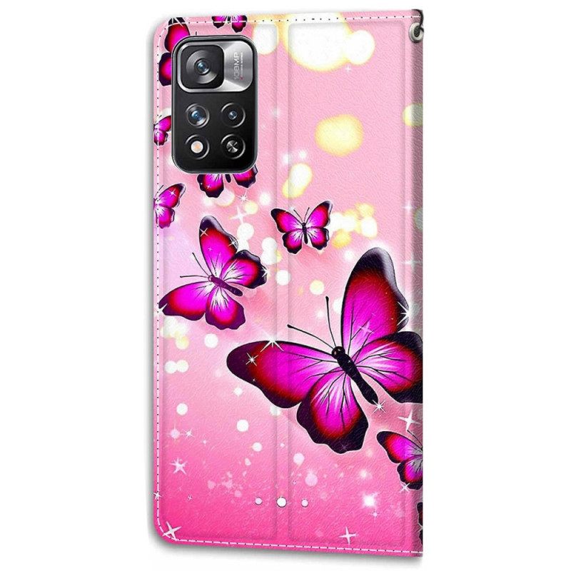 Kotelot Xiaomi Redmi Note 11 Pro Plus 5G Suojaketju Kuori Strap Butterflies Fani