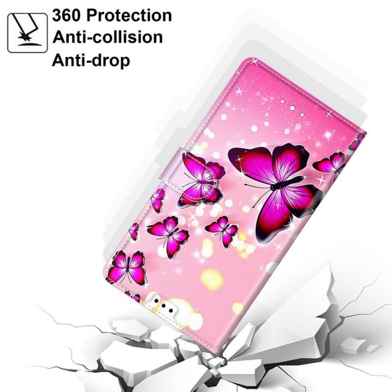 Kotelot Xiaomi Redmi Note 11 Pro Plus 5G Suojaketju Kuori Strap Butterflies Fani