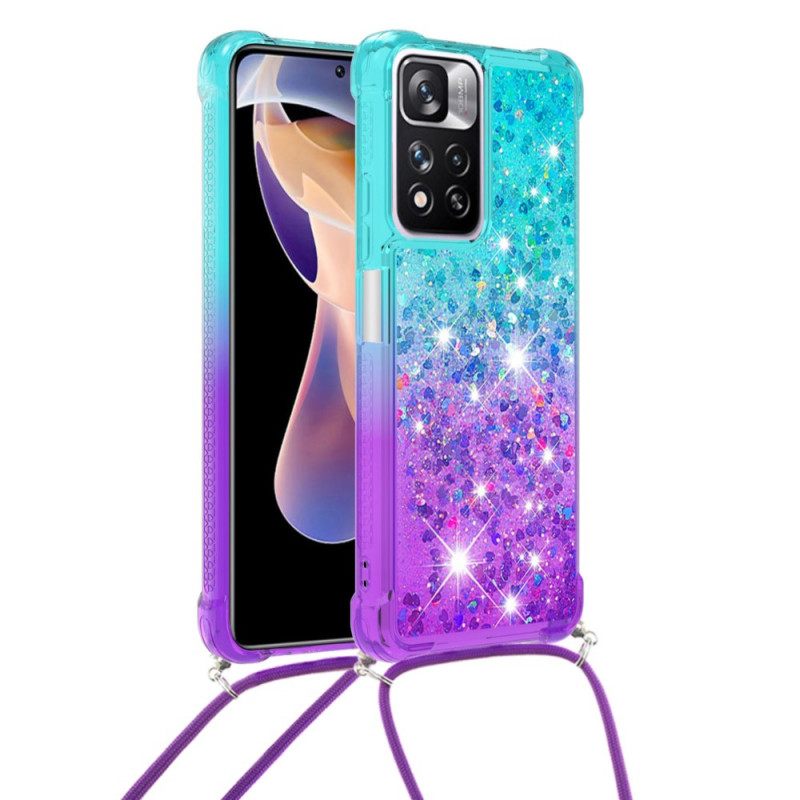 Kuori Xiaomi Redmi Note 11 Pro Plus 5G Kiristysnyörillä Glitter Silikonijohto