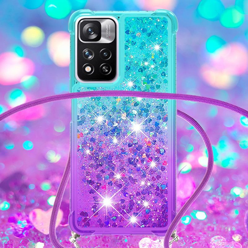 Kuori Xiaomi Redmi Note 11 Pro Plus 5G Kiristysnyörillä Glitter Silikonijohto