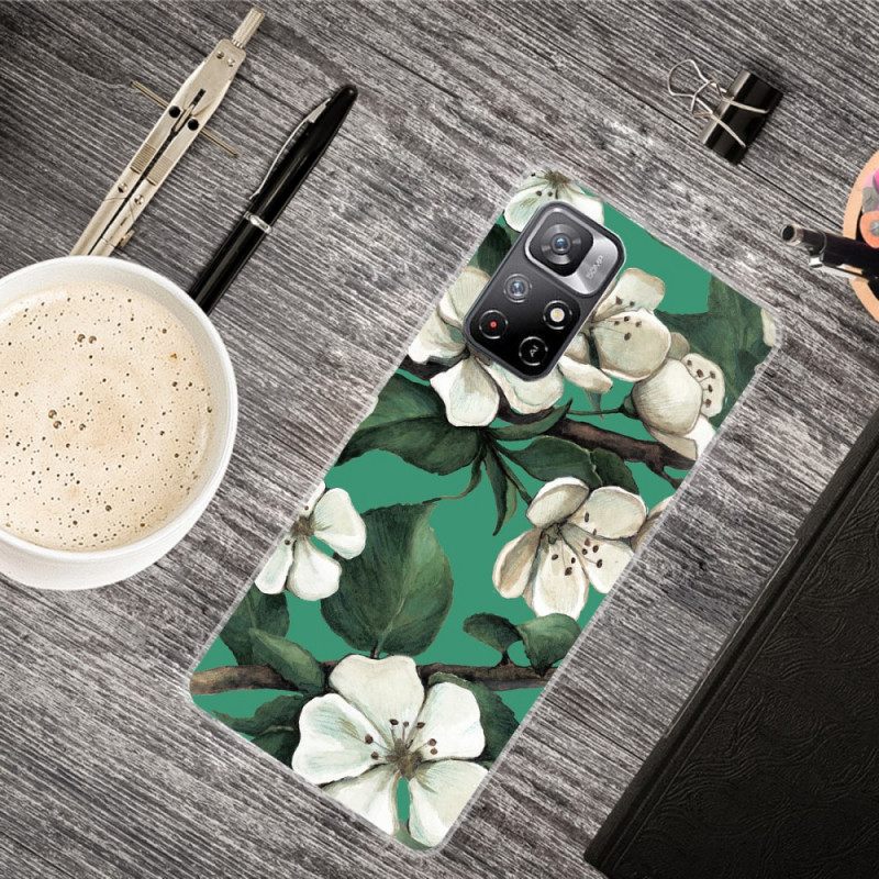 Kuori Xiaomi Redmi Note 11 Pro Plus 5G Silicone White Flowers