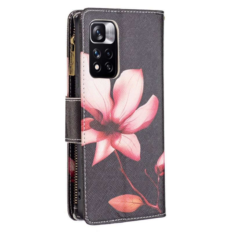 Nahkakotelo Xiaomi Redmi Note 11 Pro Plus 5G Flower Vetoketjullinen Tasku