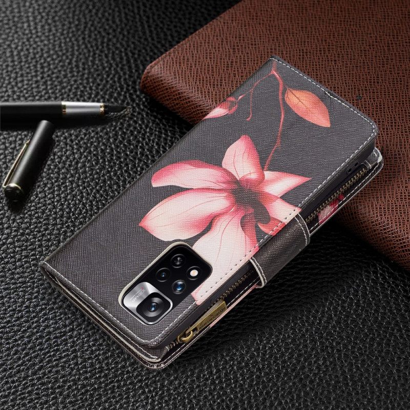 Nahkakotelo Xiaomi Redmi Note 11 Pro Plus 5G Flower Vetoketjullinen Tasku