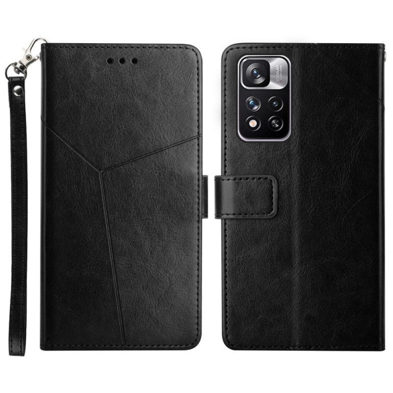 Nahkakotelo Xiaomi Redmi Note 11 Pro Plus 5G Suojaketju Kuori Geometric Leather Strappy Style