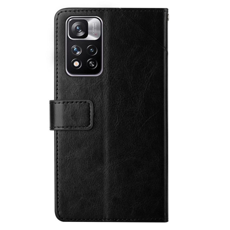 Nahkakotelo Xiaomi Redmi Note 11 Pro Plus 5G Suojaketju Kuori Geometric Leather Strappy Style