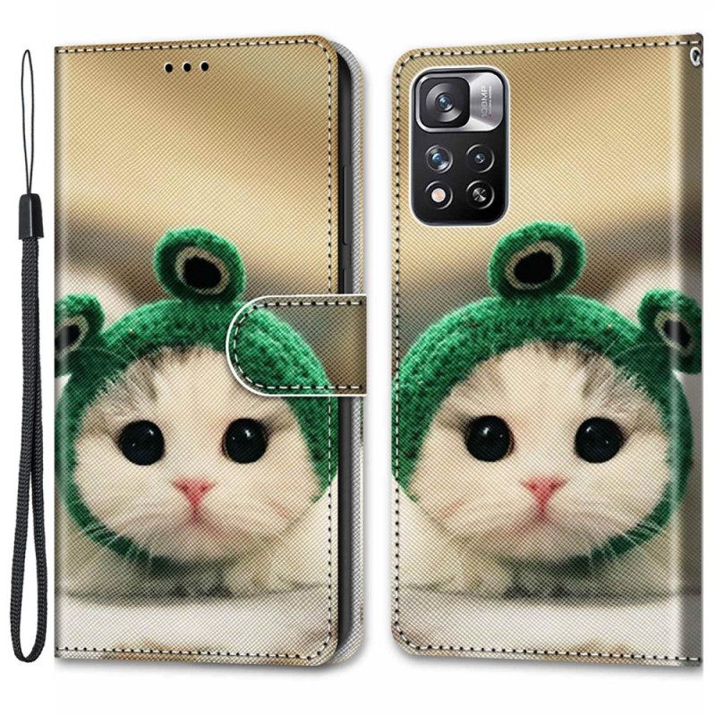 Nahkakotelo Xiaomi Redmi Note 11 Pro Plus 5G Suojaketju Kuori Kitten Fun With Strap