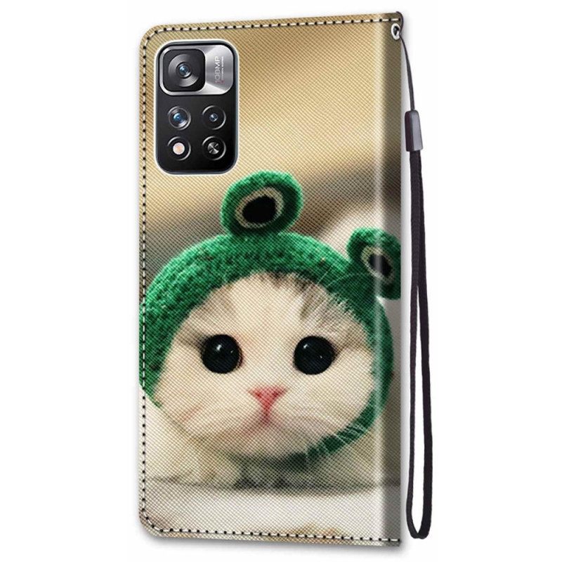 Nahkakotelo Xiaomi Redmi Note 11 Pro Plus 5G Suojaketju Kuori Kitten Fun With Strap