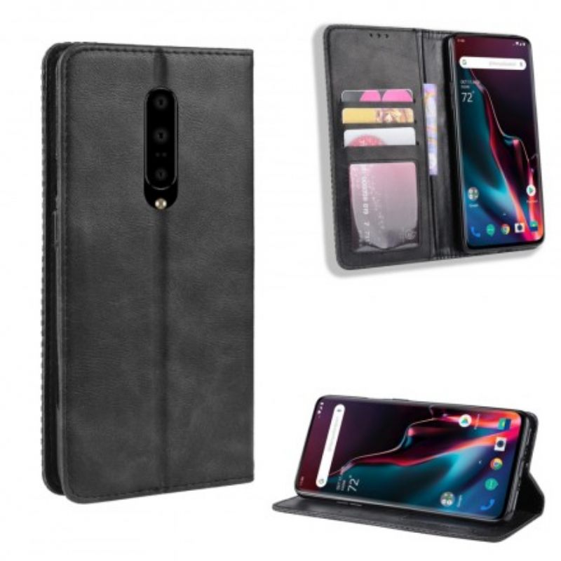 Puhelinkuoret OnePlus 7 Pro Kotelot Flip Tyylitelty Vintage-nahkaefekti