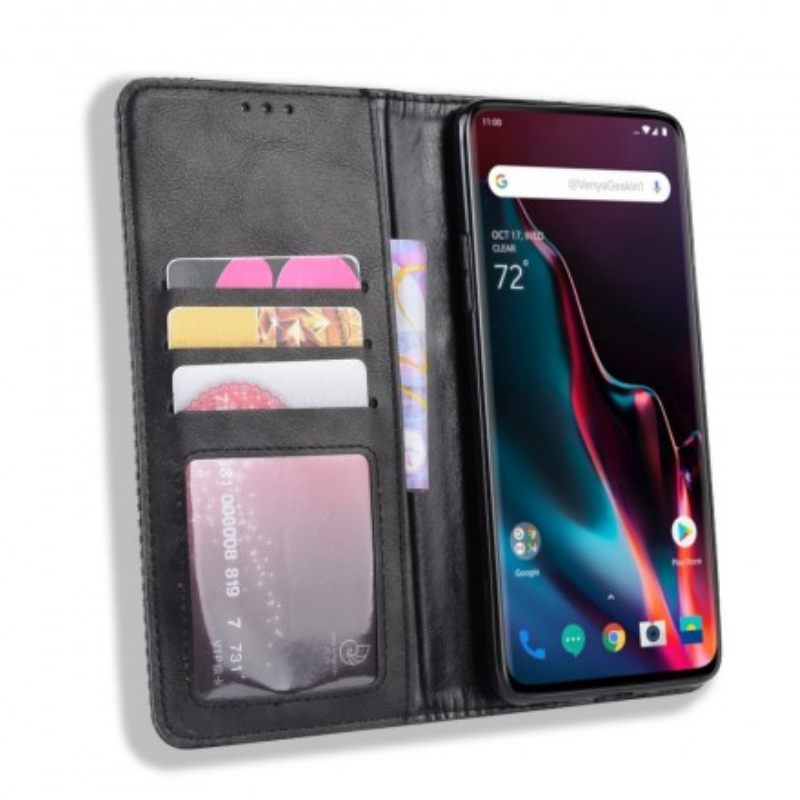 Puhelinkuoret OnePlus 7 Pro Kotelot Flip Tyylitelty Vintage-nahkaefekti