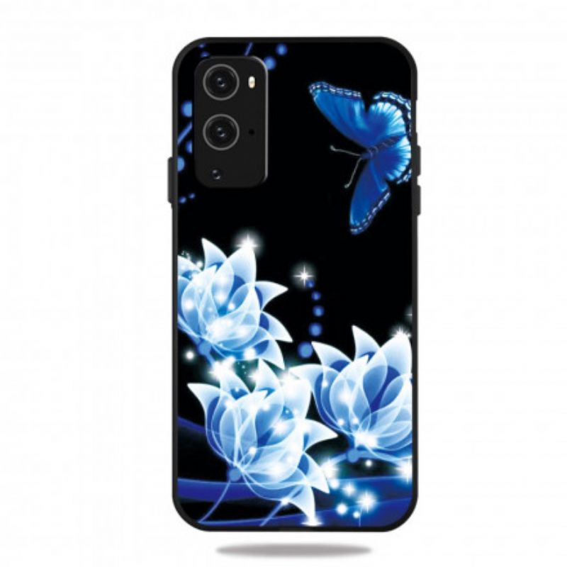 Kuori OnePlus 9 Pro Butterfly Ja Blue Flowers