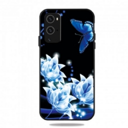 Kuori OnePlus 9 Pro Butterfly Ja Blue Flowers