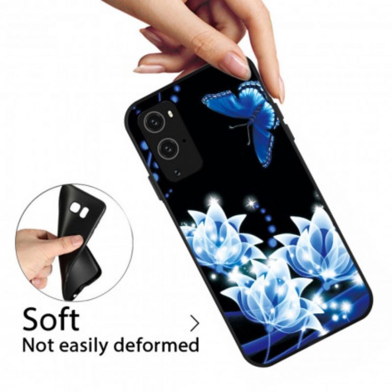 Kuori OnePlus 9 Pro Butterfly Ja Blue Flowers