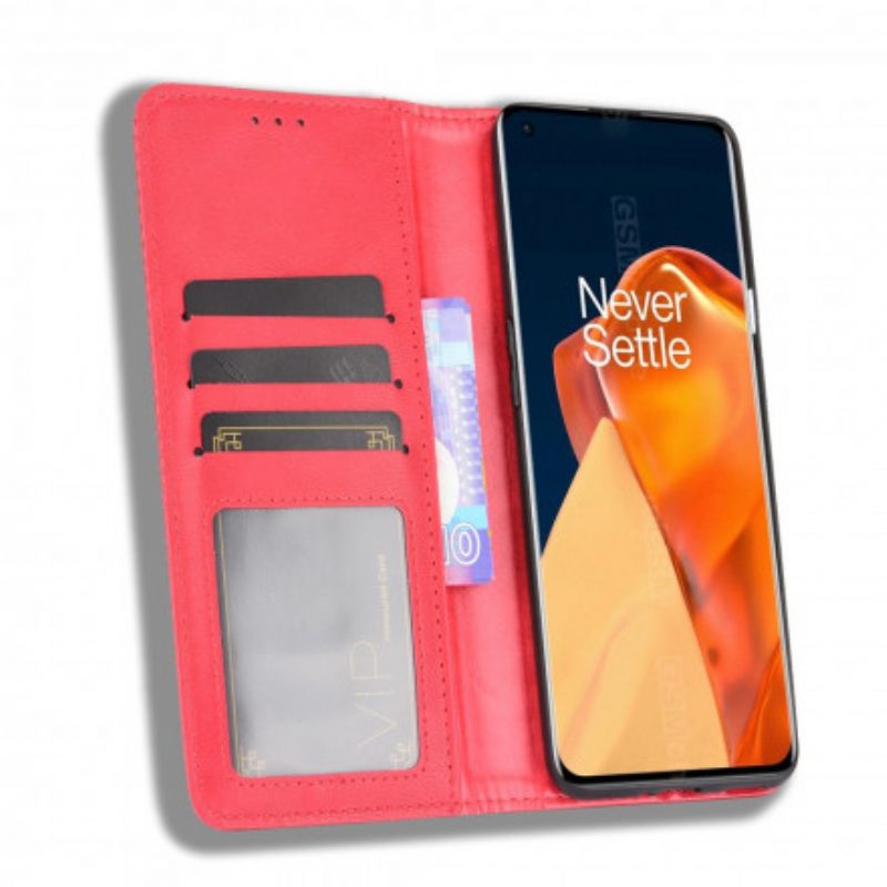 Puhelinkuoret OnePlus 9 Pro Kotelot Flip Tyylitelty Vintage-nahkaefekti