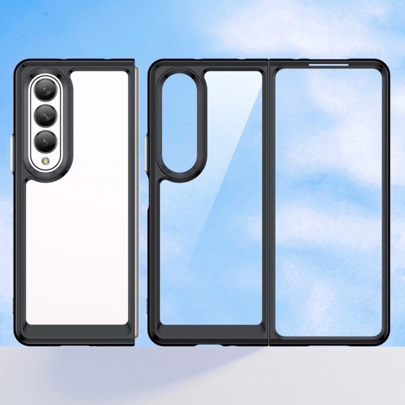 Case Samsung Galaxy Z Fold 4 Läpinäkyvät Värilliset Reunat