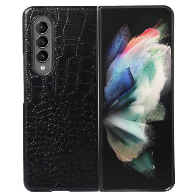 Kuori Samsung Galaxy Z Fold 4 Trendikäs Crocodile Effect Aitoa Nahkaa