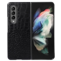 Kuori Samsung Galaxy Z Fold 4 Trendikäs Crocodile Effect Aitoa Nahkaa