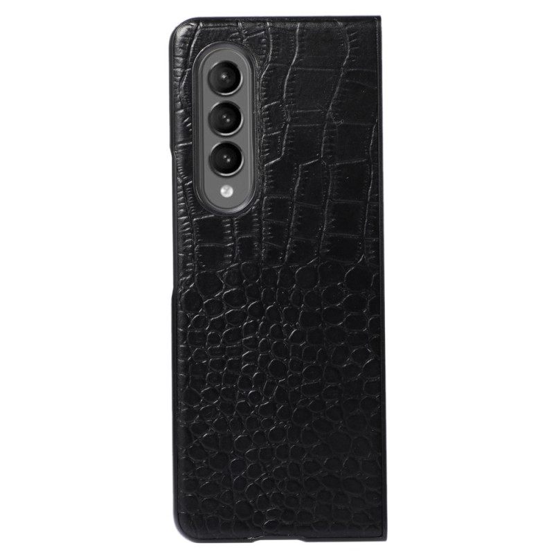 Kuori Samsung Galaxy Z Fold 4 Trendikäs Crocodile Effect Aitoa Nahkaa