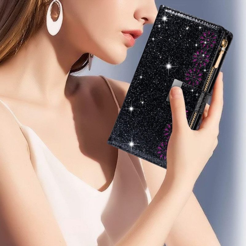 Nahkakotelo Samsung Galaxy Z Fold 4 Ultra Sequin Hihnalla