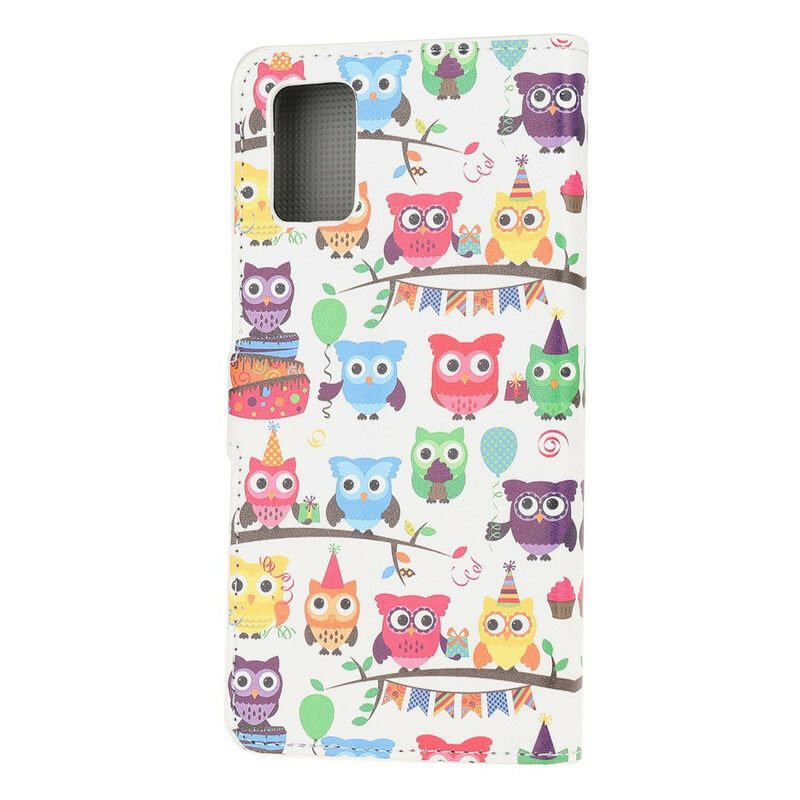 Flip Case Samsung Galaxy A41 Useita Pöllöjä