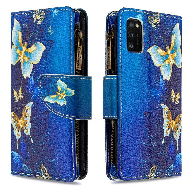 Kotelot Samsung Galaxy A41 Butterflies Vetoketjullinen Tasku