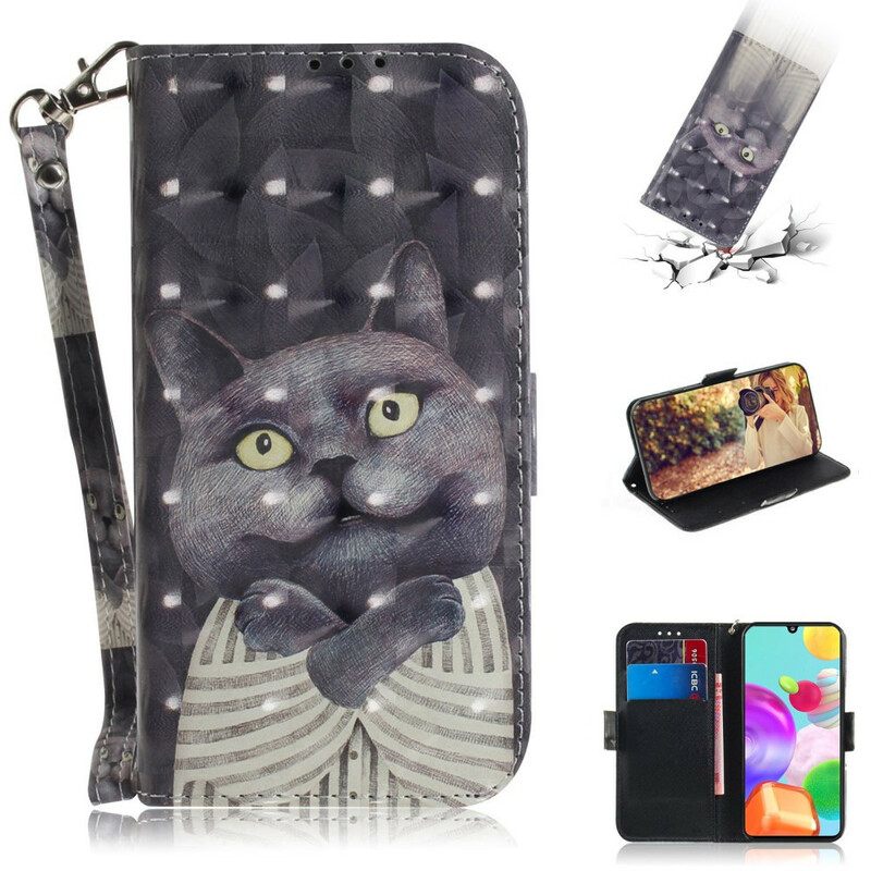 Kotelot Samsung Galaxy A41 Suojaketju Kuori Grey Thong Cat