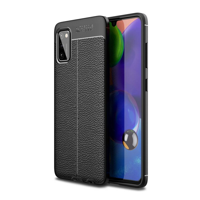 Kuori Samsung Galaxy A41 Double Line Litchi Leather Effect