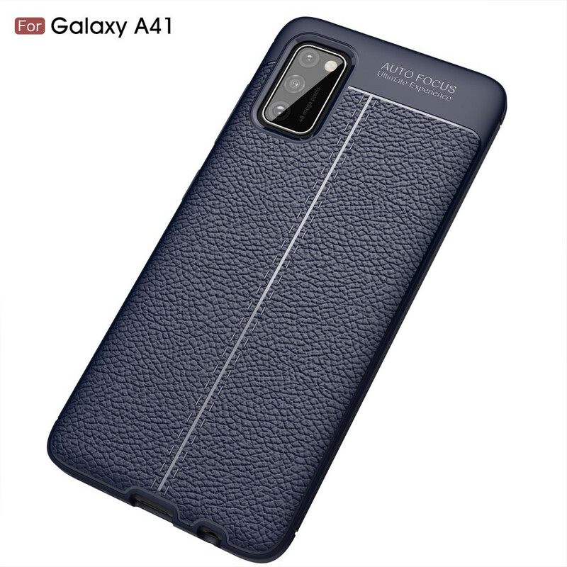 Kuori Samsung Galaxy A41 Double Line Litchi Leather Effect