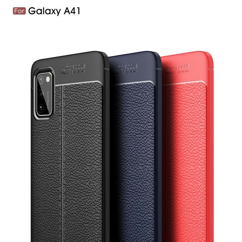 Kuori Samsung Galaxy A41 Double Line Litchi Leather Effect