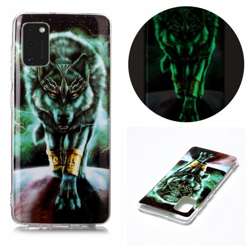 Kuori Samsung Galaxy A41 Fluorescent Wolf Sarja