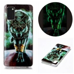 Kuori Samsung Galaxy A41 Fluorescent Wolf Sarja