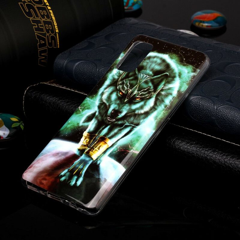 Kuori Samsung Galaxy A41 Fluorescent Wolf Sarja