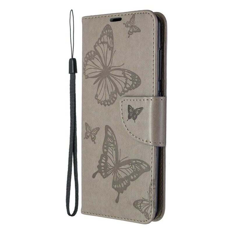 Nahkakotelo Samsung Galaxy A41 Butterflies In Flight With Lanyard