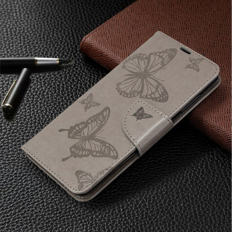 Nahkakotelo Samsung Galaxy A41 Butterflies In Flight With Lanyard