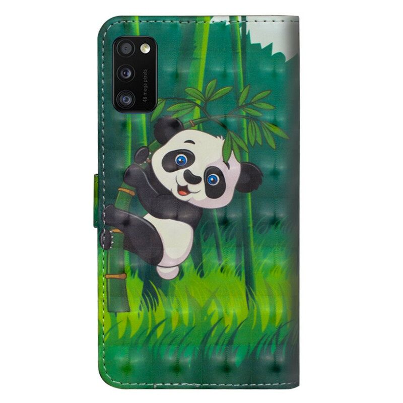 Nahkakotelo Samsung Galaxy A41 Panda Ja Bamboo