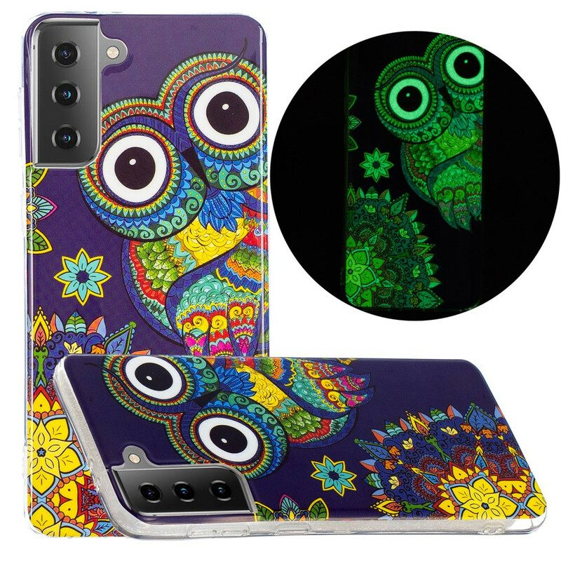 Case Samsung Galaxy S21 5G Owl Fluoresoiva Mandala