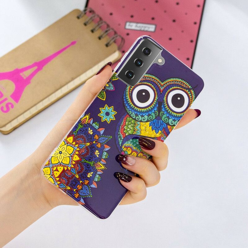 Case Samsung Galaxy S21 5G Owl Fluoresoiva Mandala