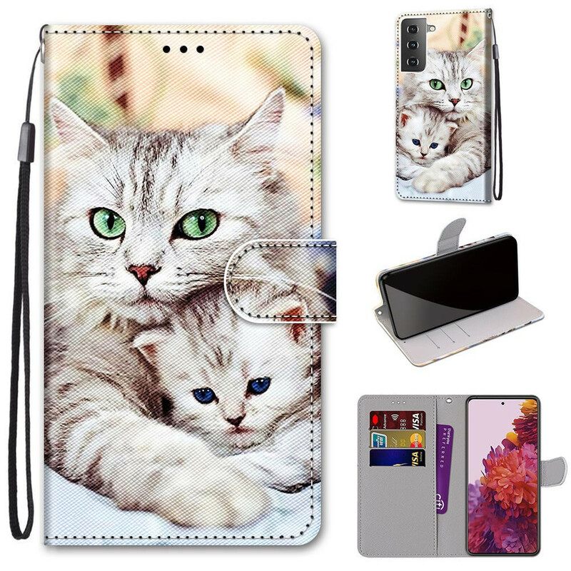 Flip Case Samsung Galaxy S21 5G Cat Perhe