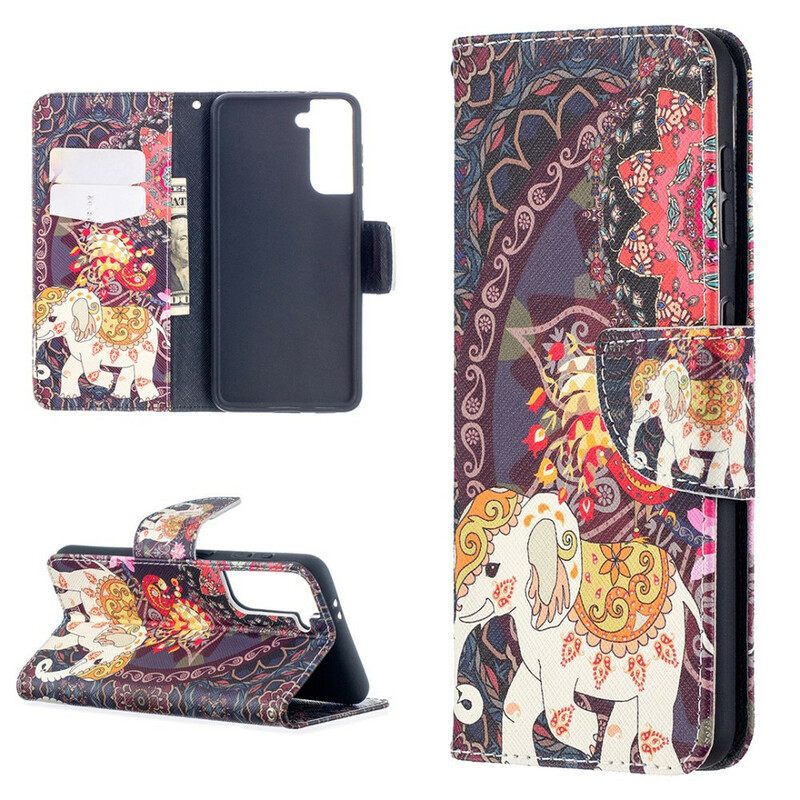 Flip Case Samsung Galaxy S21 5G Mandala Etniset Norsut