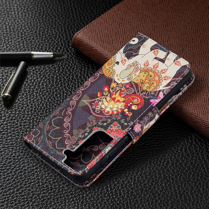 Flip Case Samsung Galaxy S21 5G Mandala Etniset Norsut