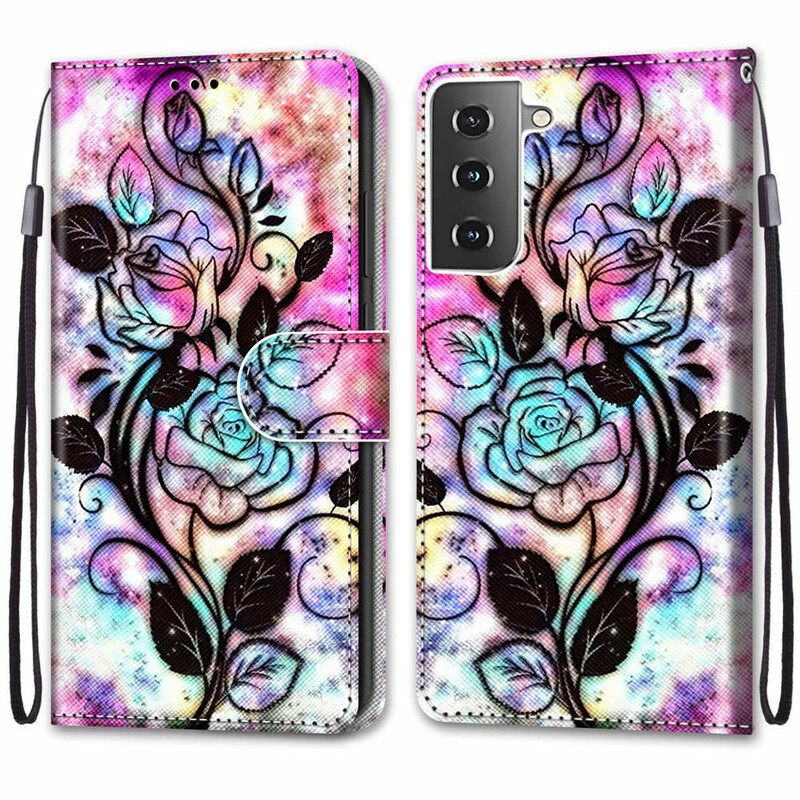 Kotelot Samsung Galaxy S21 5G Neon Flowers