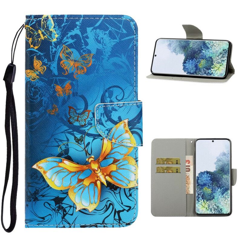 Kotelot Samsung Galaxy S21 5G Suojaketju Kuori Butterfly Strap Muunnelmia