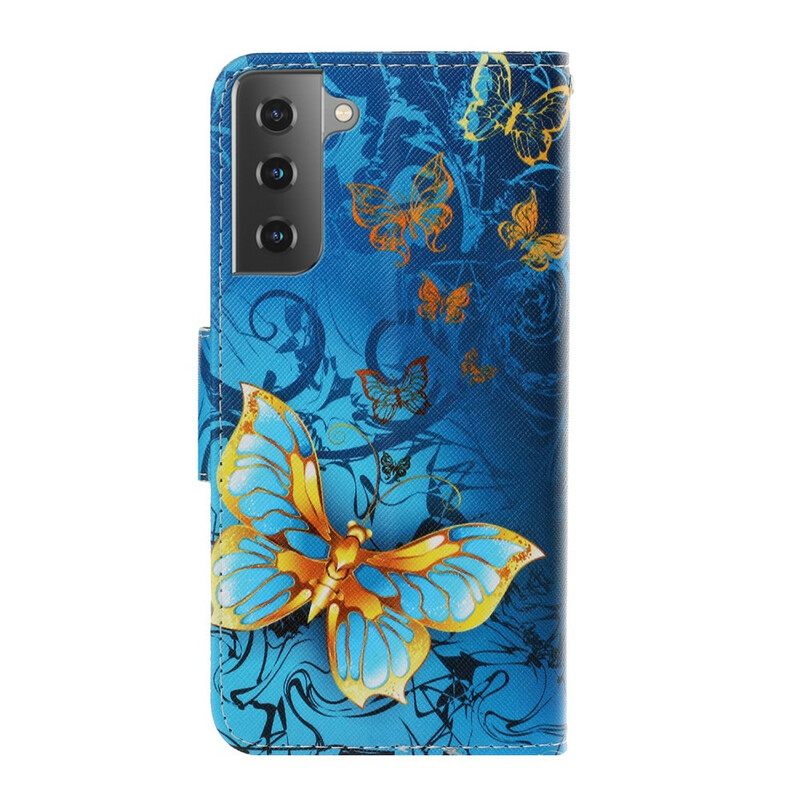 Kotelot Samsung Galaxy S21 5G Suojaketju Kuori Butterfly Strap Muunnelmia