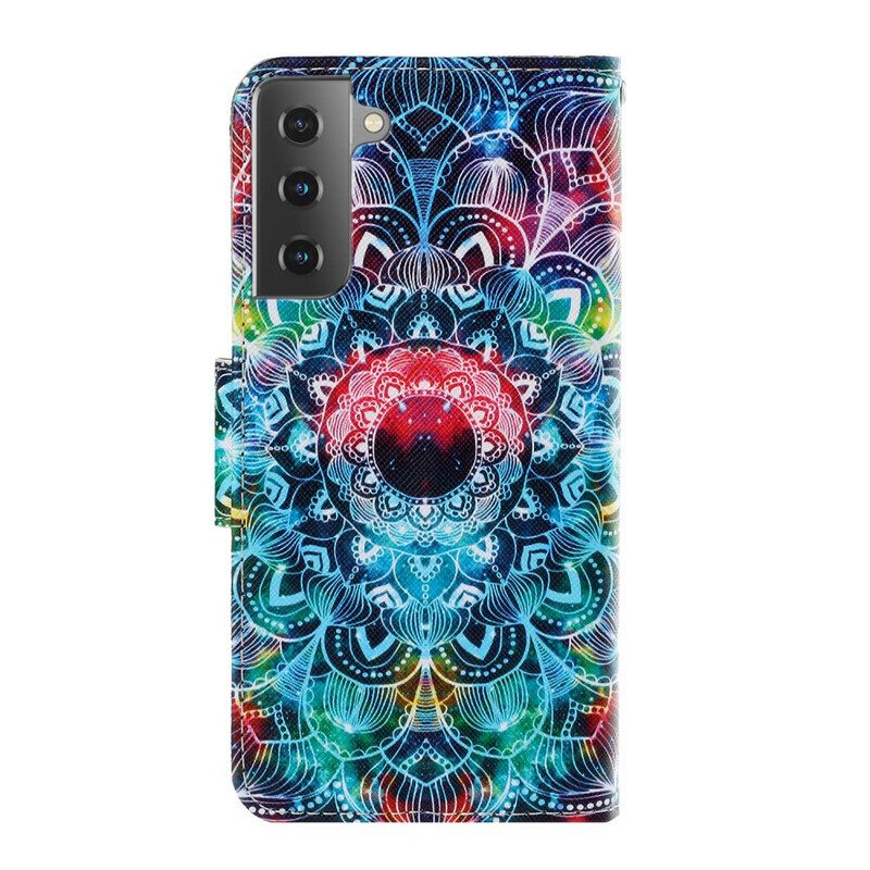 Kotelot Samsung Galaxy S21 5G Suojaketju Kuori Flashy Mandala Hihnalla