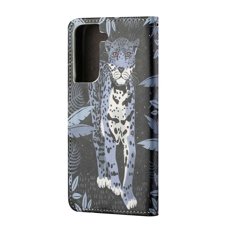 Kotelot Samsung Galaxy S21 5G Suojaketju Kuori Leopard Hihnalla