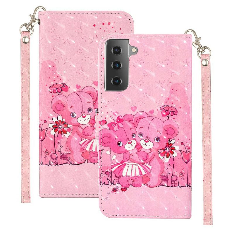 Kotelot Samsung Galaxy S21 5G Suojaketju Kuori Teddy Bear Light Spots Hihnalla